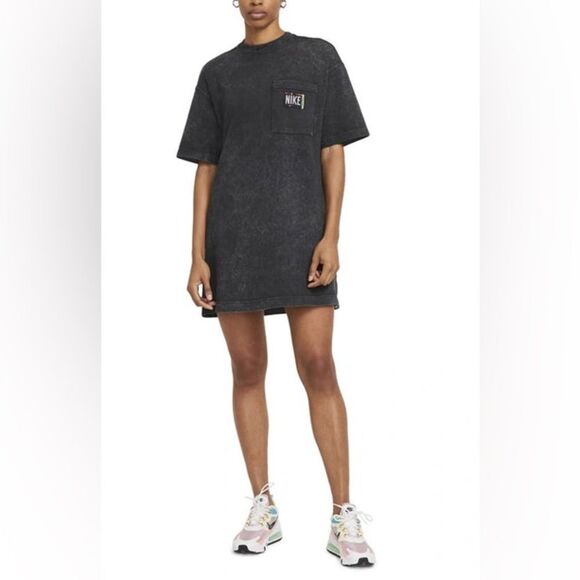 Nike Dresses & Skirts - NIKE women’s Sportswear Acid Washed T-shirt Dress In Black Size M NWT